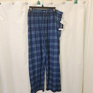 NWT Mens Sz XL Jockey Blue Plaid Sleepwear Pants Pockets Elastic Waist  Soft